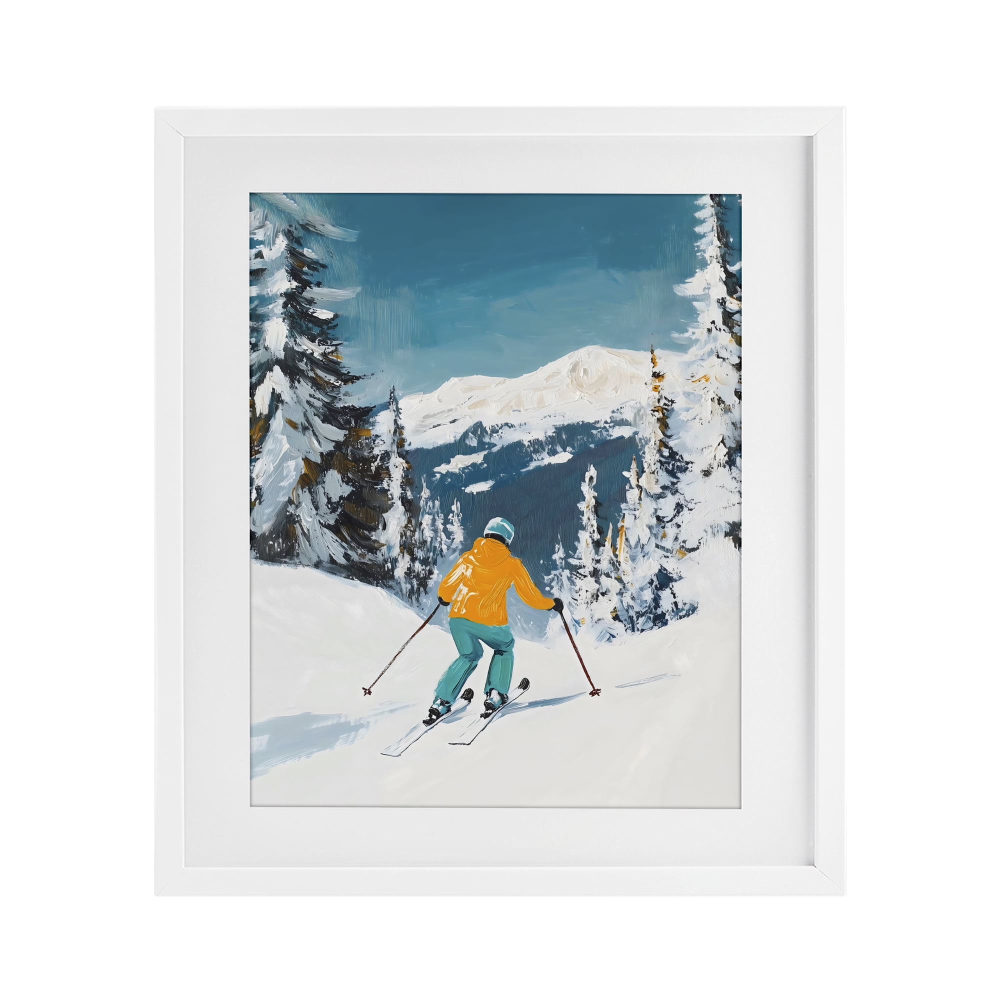Stupell Industries Downhill Skier on Mountain White Framed Print Under Glass, design by The Prints Vibe