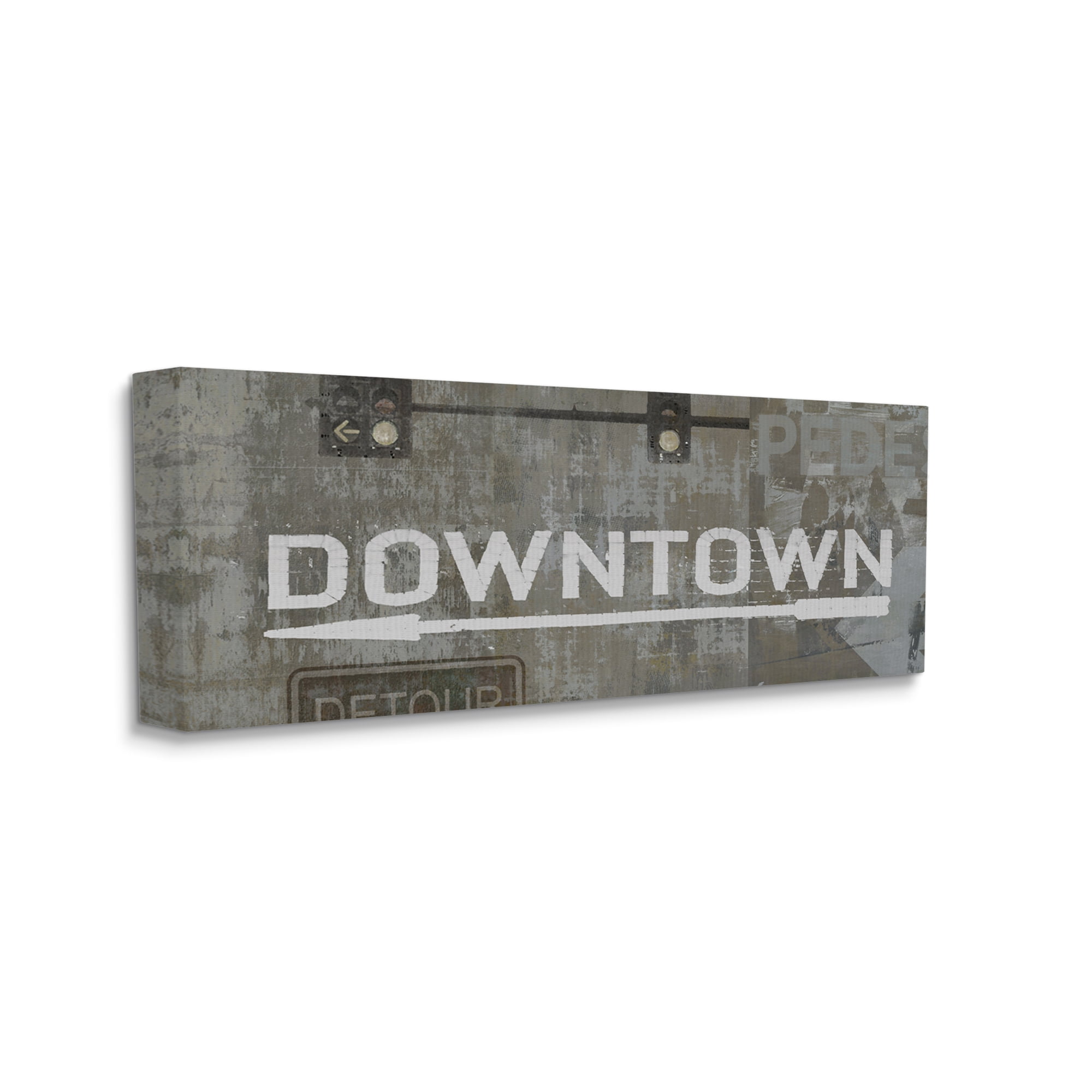 Stupell Industries Downtown Detour Traffic Light City Signs Neutral Grey,13 x 30,Designed by Luke Wilson