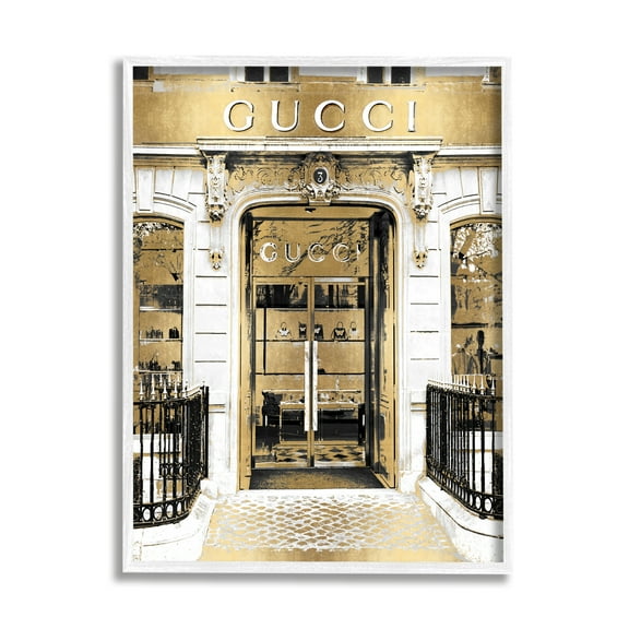 Stupell Industries Downtown Glam Designer Fashion Accessories Shop Architecture Framed Wall Art, 16 x 20, Design by Madeline Blake