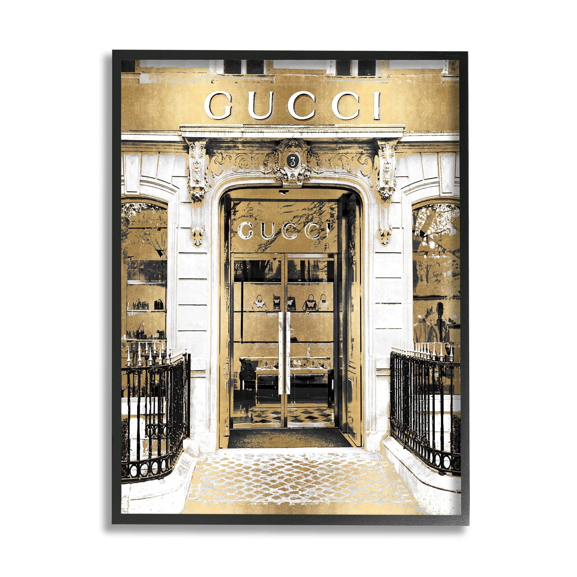 Stupell Industries Downtown Glam Designer Fashion Accessories Shop Architecture Framed Wall Art, 16 x 20, Design by Madeline Blake