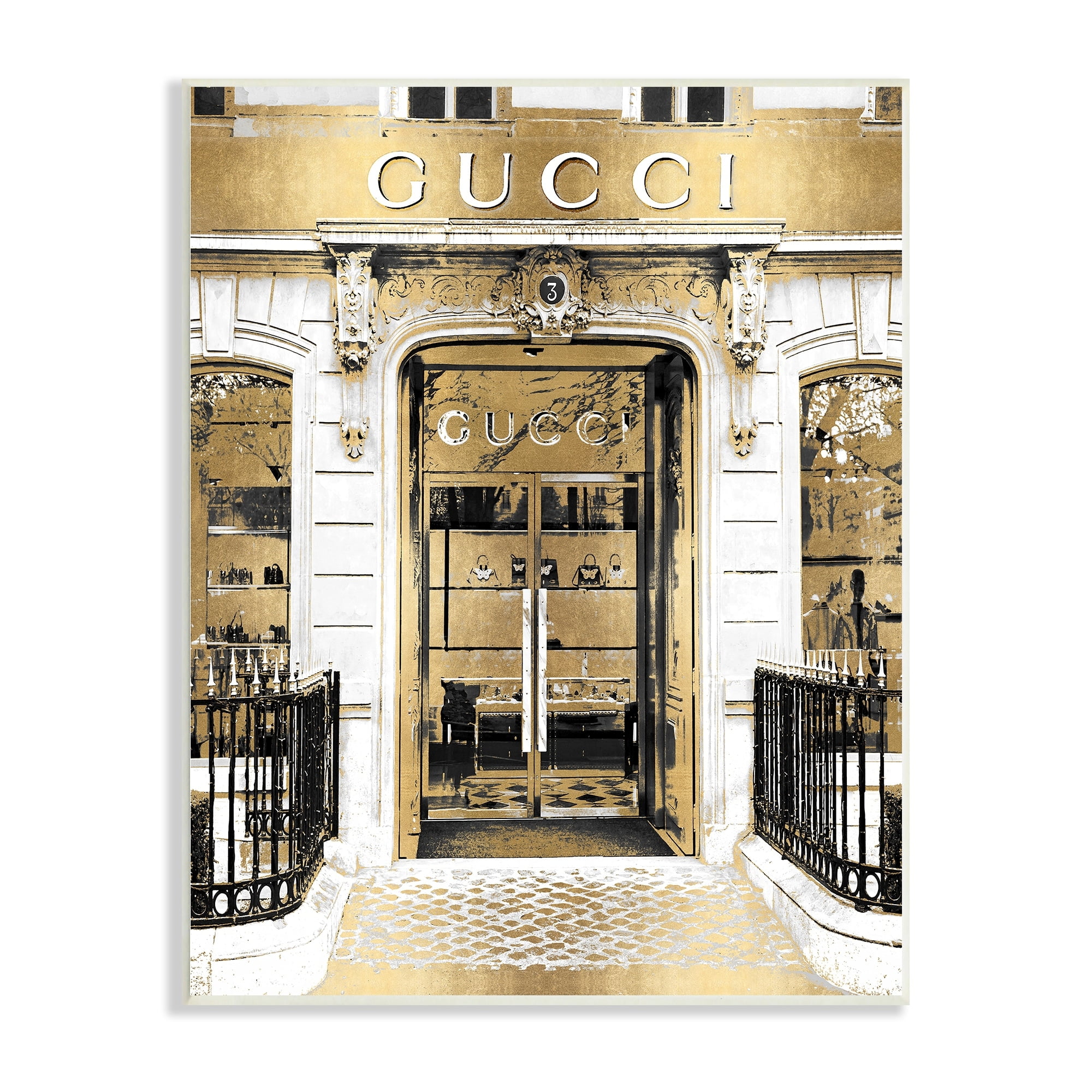 Stupell Industries Downtown Glam Designer Fashion Accessories Shop Architecture Wood Wall Art, 10 x 15, Design by Madeline Blake
