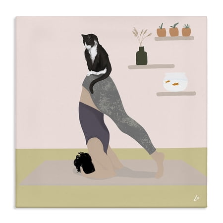 Stupell Industries Eclectic Downward Cat Yoga Pose Canvas Art, 36 x 36, by Lydia Orange