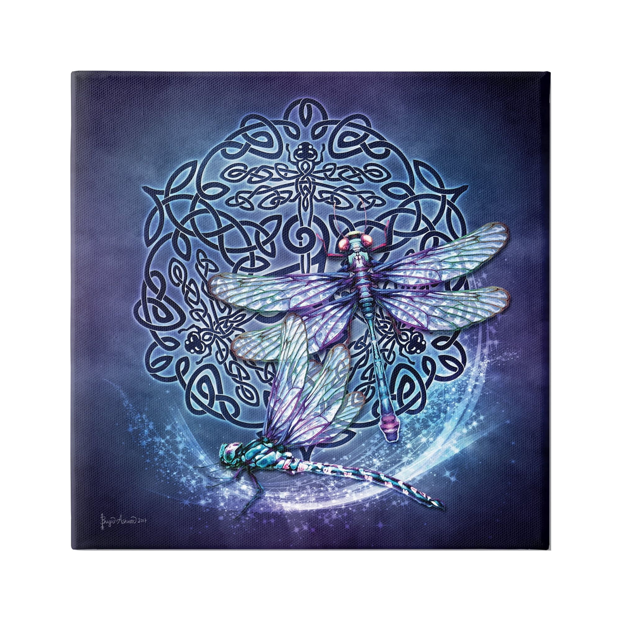 Stupell Industries Dragonfly & Celtic Knot Animals & Insects Painting Gallery Wrapped Canvas Art Print Wall Art, 30 x 30