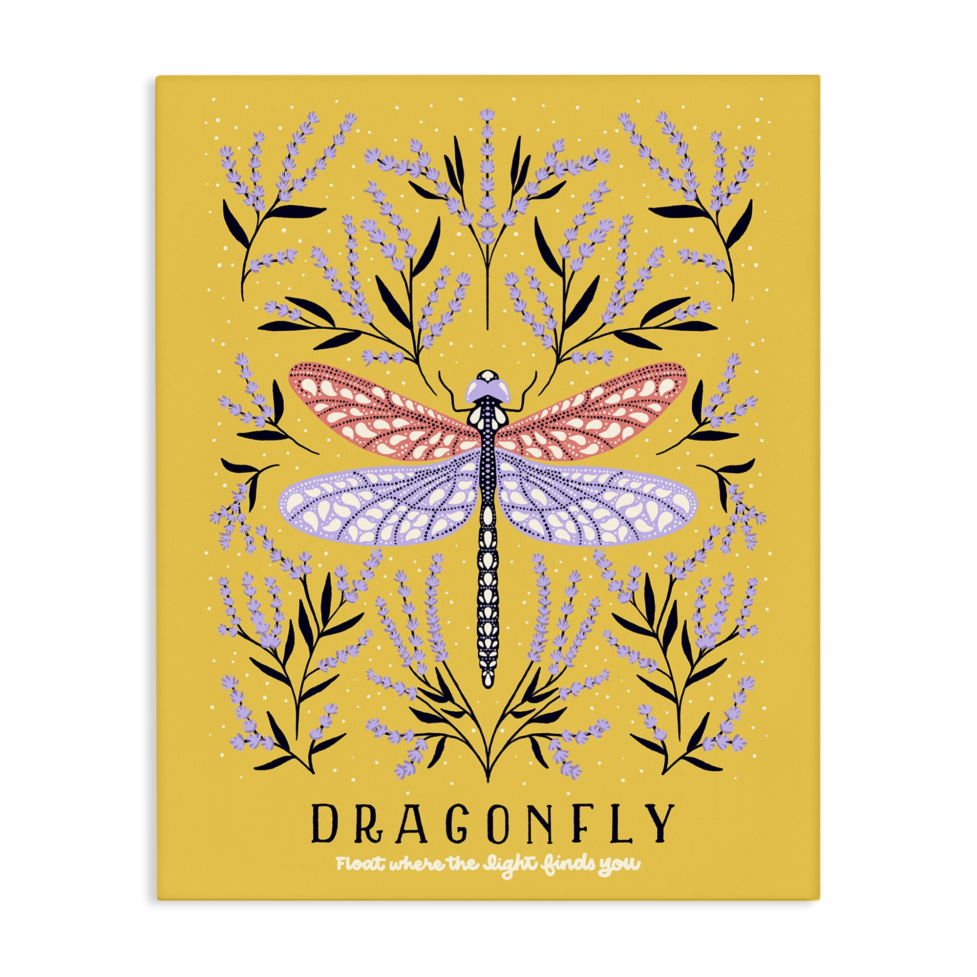 Stupell Industries Dragonfly Symmetry on Yellow Canvas Wall Art, design by Indira Prieto | IndySign