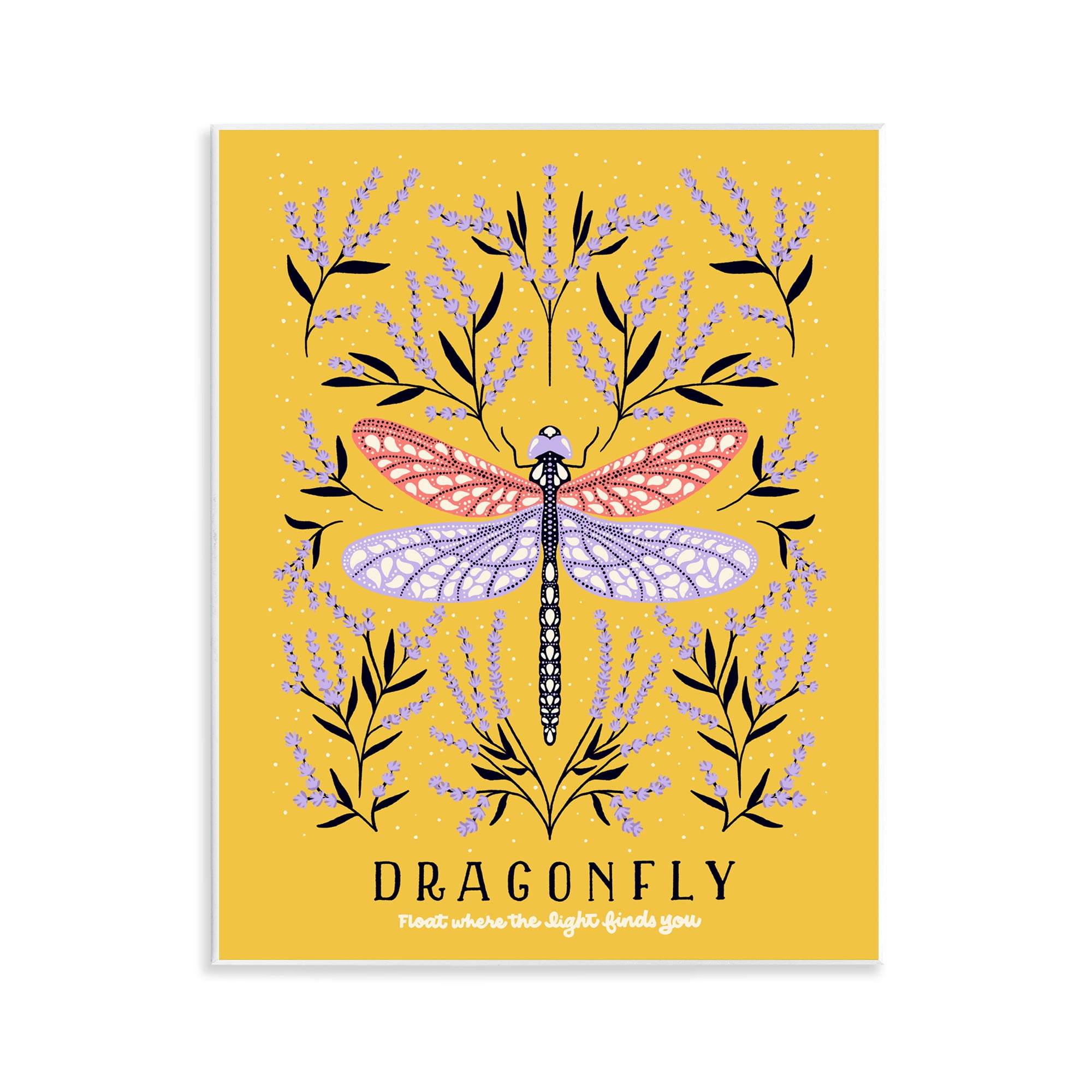Stupell Industries Dragonfly Symmetry on Yellow Wall Plaque Art, design by Indira Prieto | IndySign