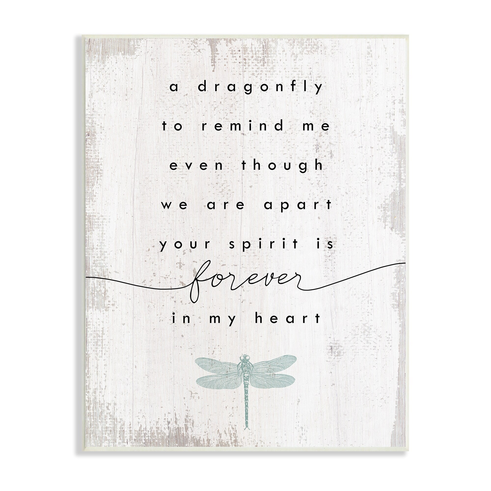 Stupell Industries Dragonfly to Remind Me Grieving Inspirational Insect Phrase Wood Wall Art - Black 10 x 15