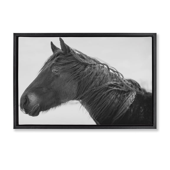 Stupell Industries Draisma Winter Herd Portrait Black Framed Floater Canvas Wall Art design by Amy Carroll, 17 x 25
