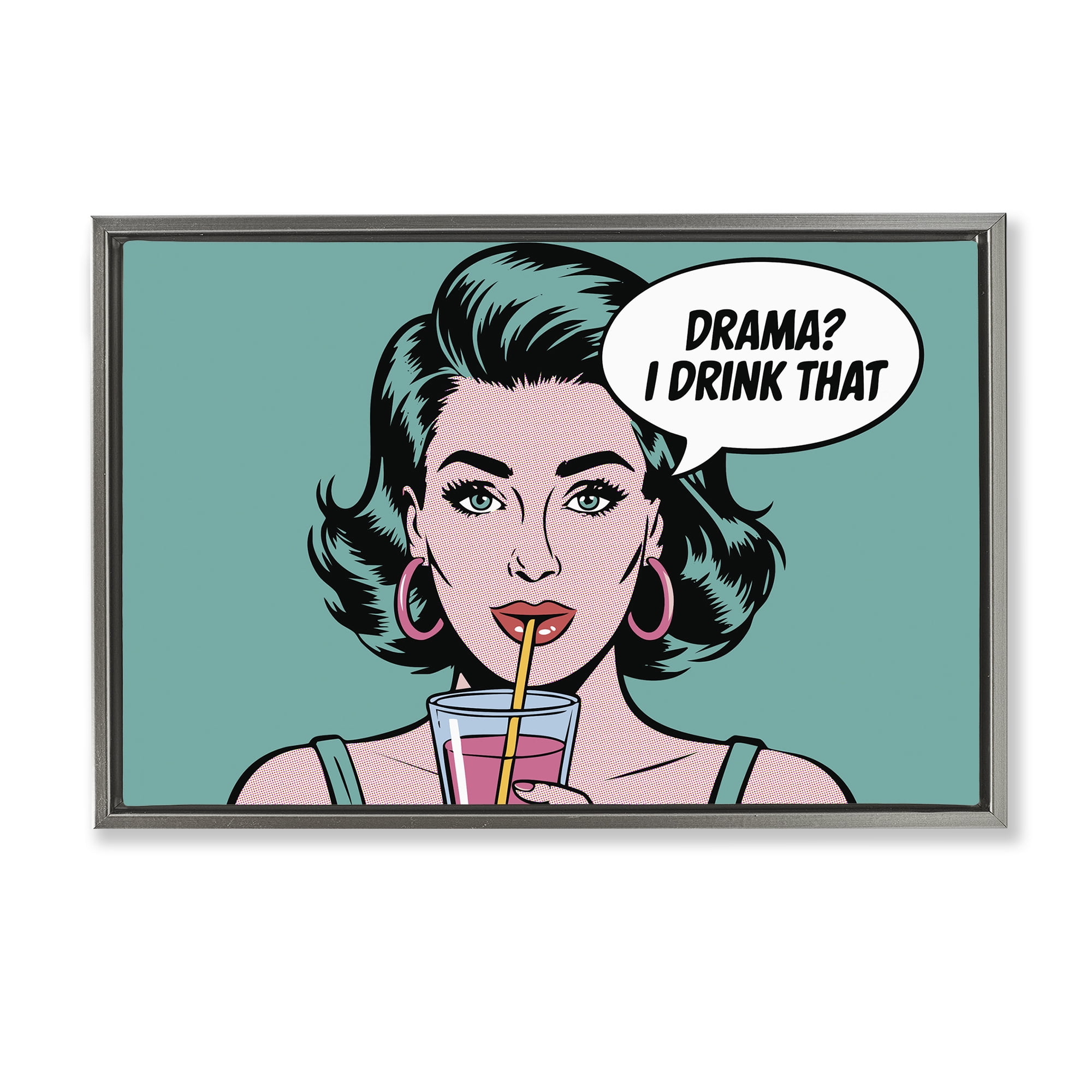 Stupell Industries Drama I Drink That Gray Framed Floater Canvas Wall Art, design by Andreas Magnusson
