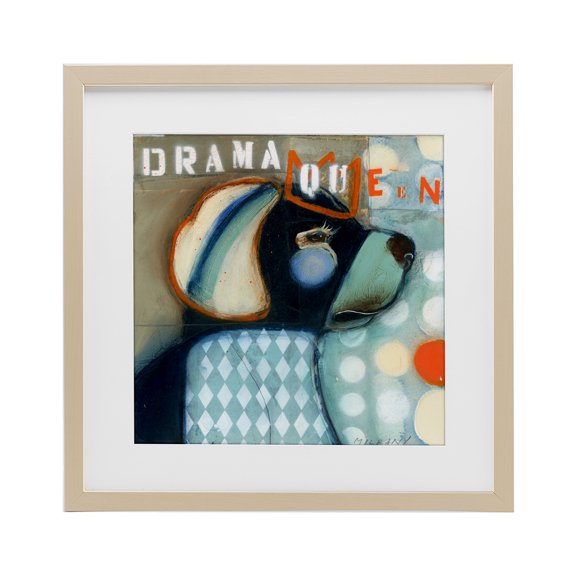 Stupell Industries Drama Queen Dog Humor Birch Framed Print Under Glass design by Stacy Milrany, 13 x 13