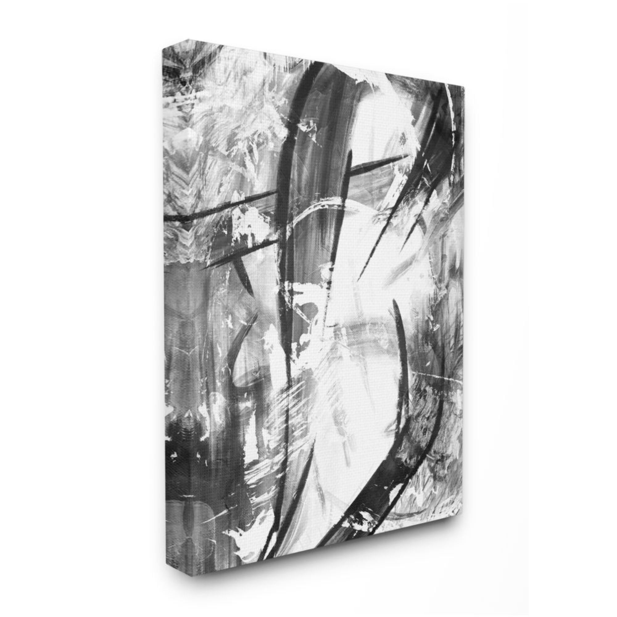 Stupell Industries Dramatic Abstract Lines Black and White Design Design by Onrei, 36" x 48"