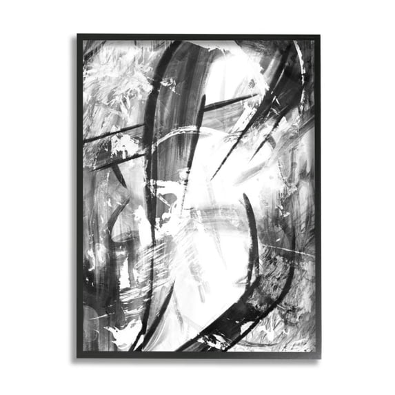 Stupell Industries Dramatic Abstract Lines Black and White Design Design by Onrei