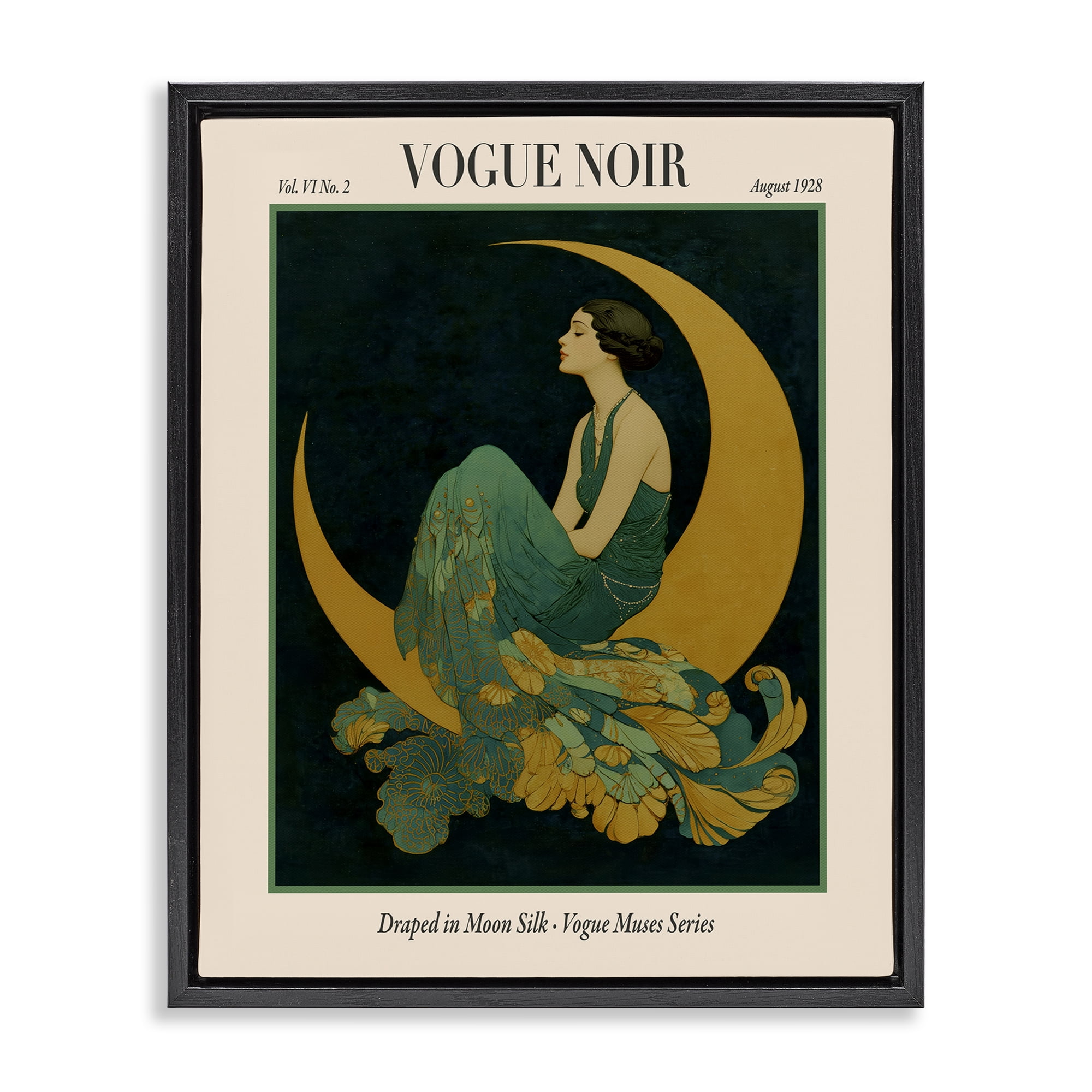 Stupell Industries Draped In Moon Silk Black Framed Floater Canvas Wall Art, design by A Barefoot Stylist