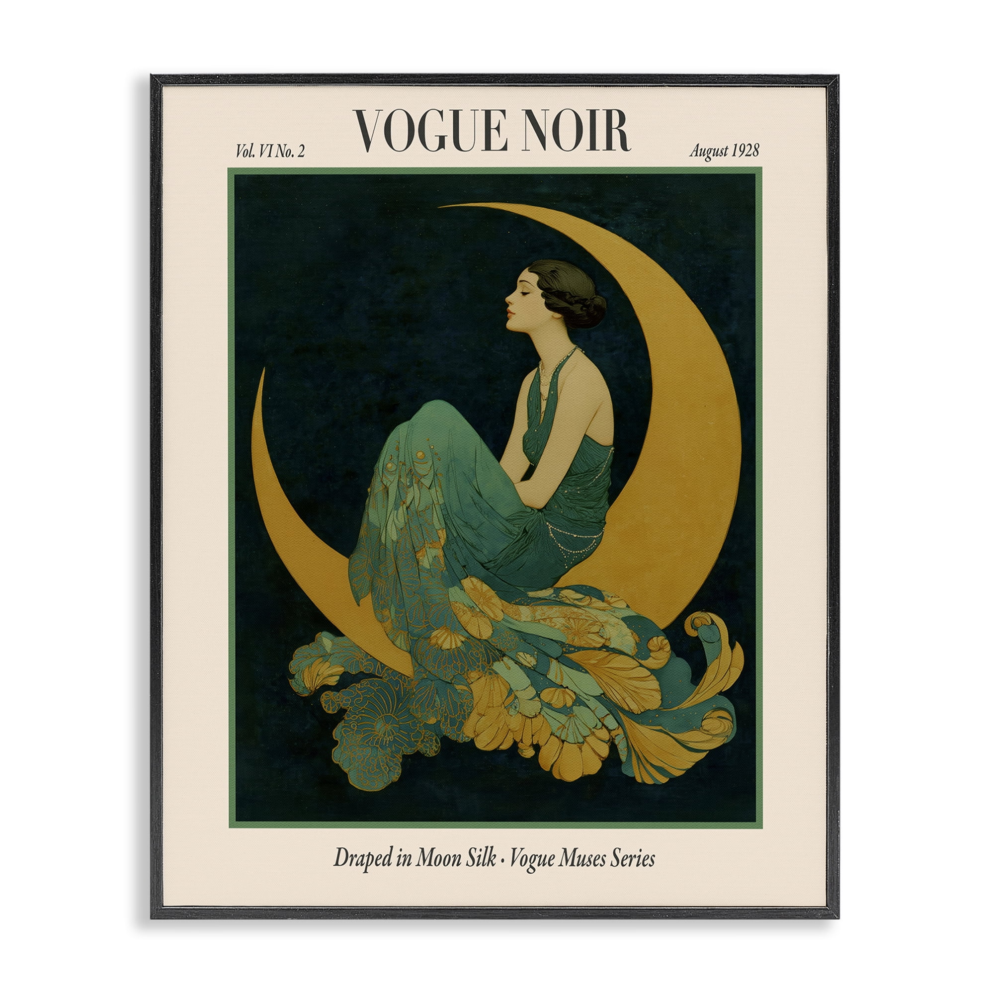 Stupell Industries Draped In Moon Silk Black Framed Giclee Art, design by A Barefoot Stylist