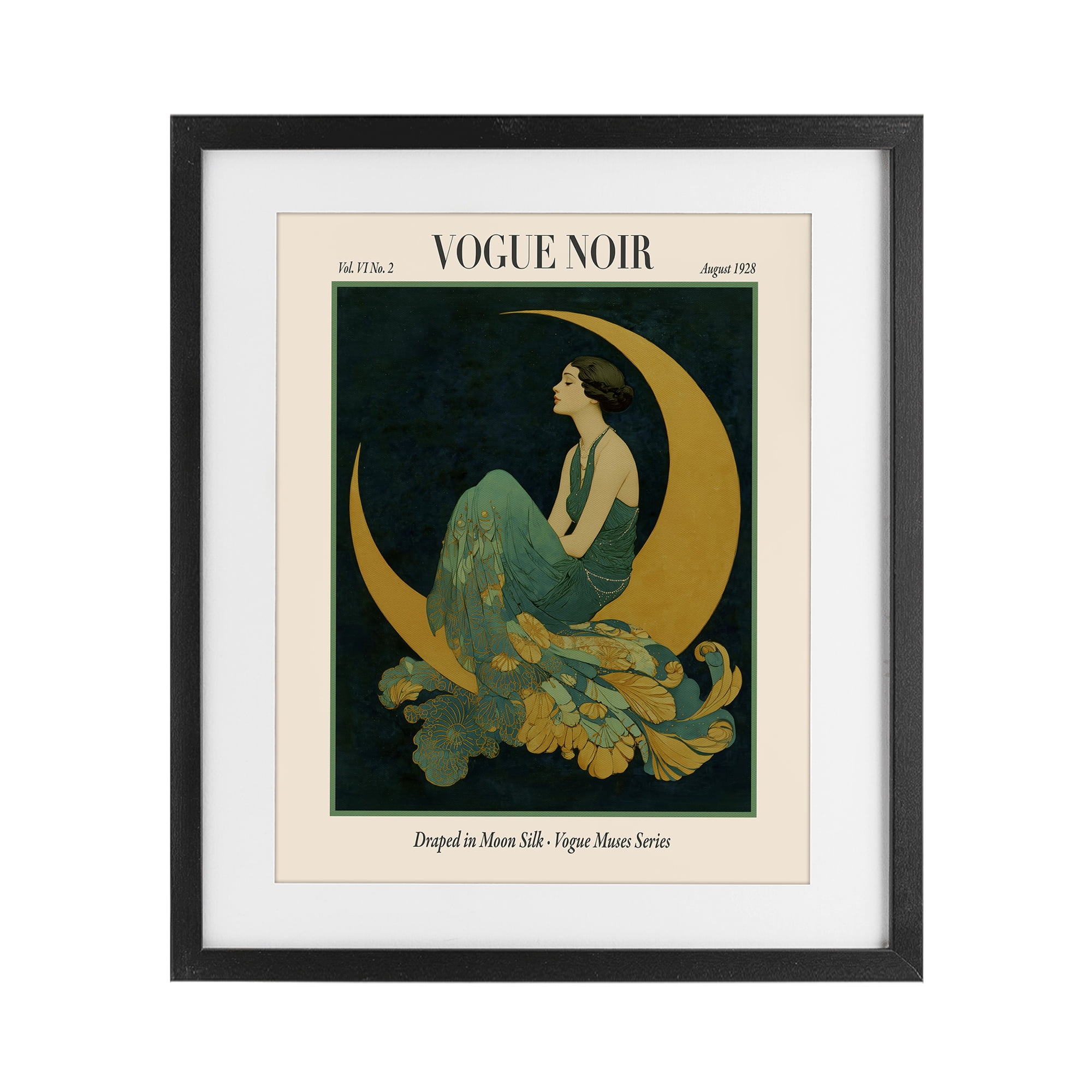 Stupell Industries Draped In Moon Silk Black Framed Print Under Glass, design by A Barefoot Stylist