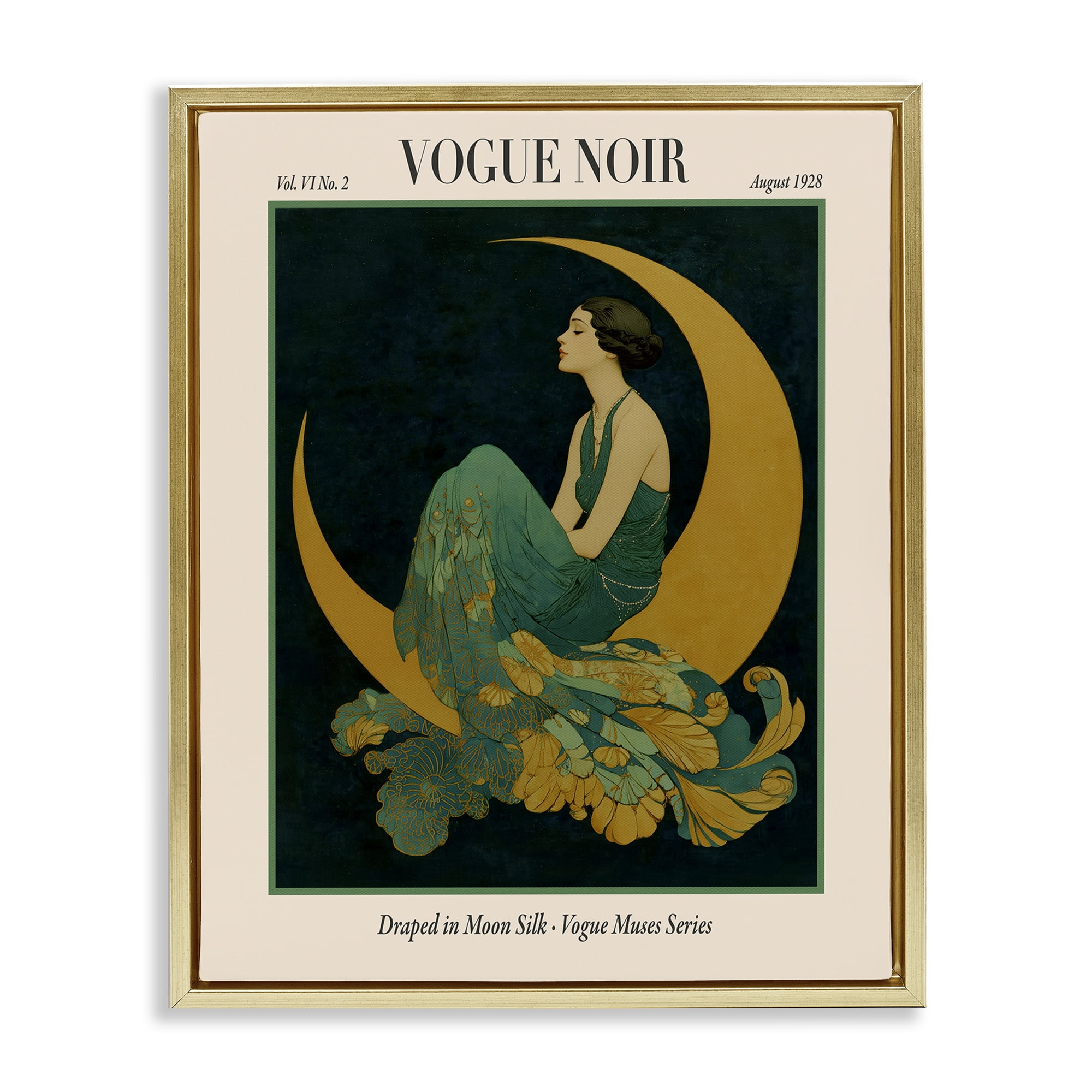Stupell Industries Draped In Moon Silk Gold Framed Floater Canvas Wall Art, design by A Barefoot Stylist
