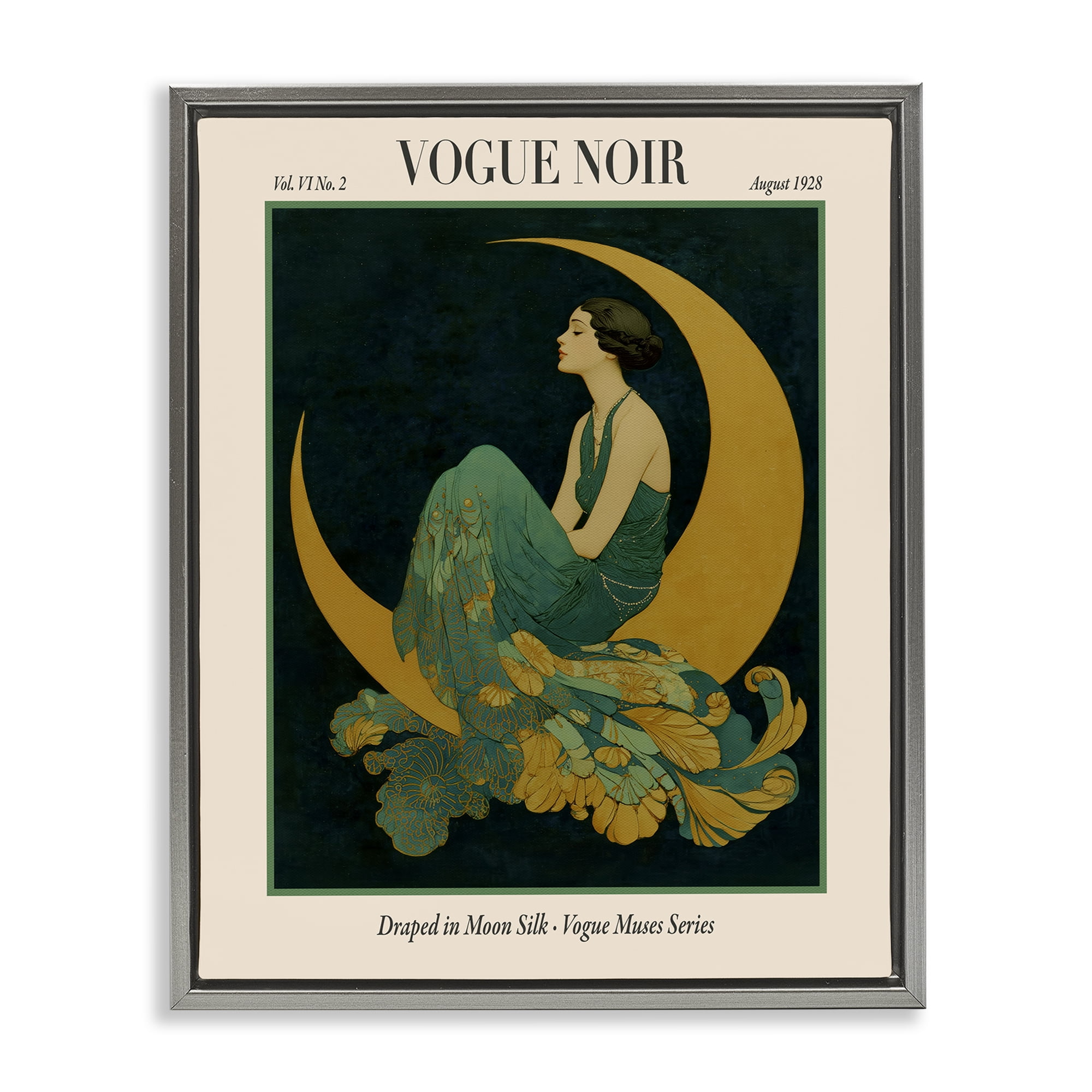 Stupell Industries Draped In Moon Silk Gray Framed Floater Canvas Wall Art, design by A Barefoot Stylist