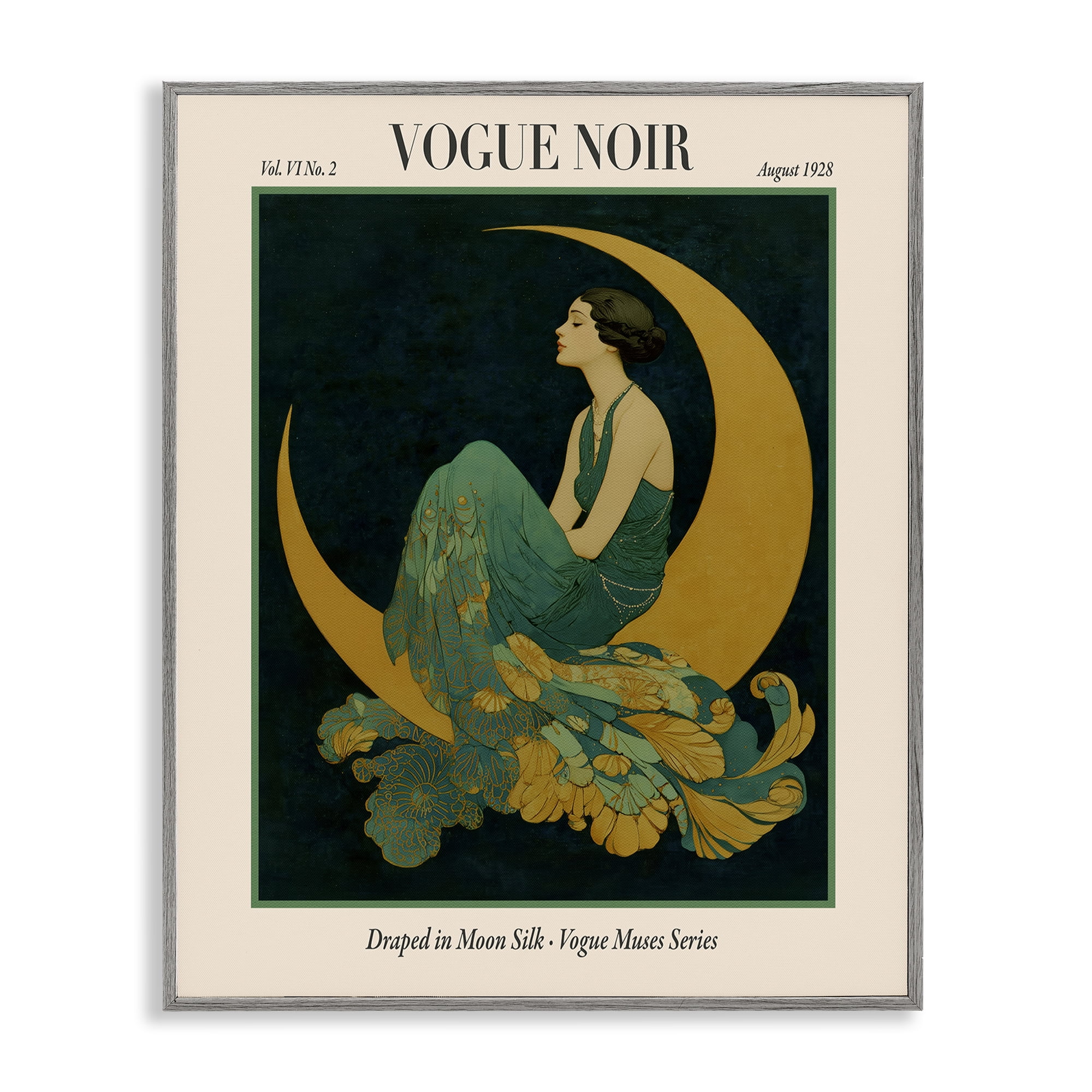 Stupell Industries Draped In Moon Silk Gray Framed Giclee Art, design by A Barefoot Stylist