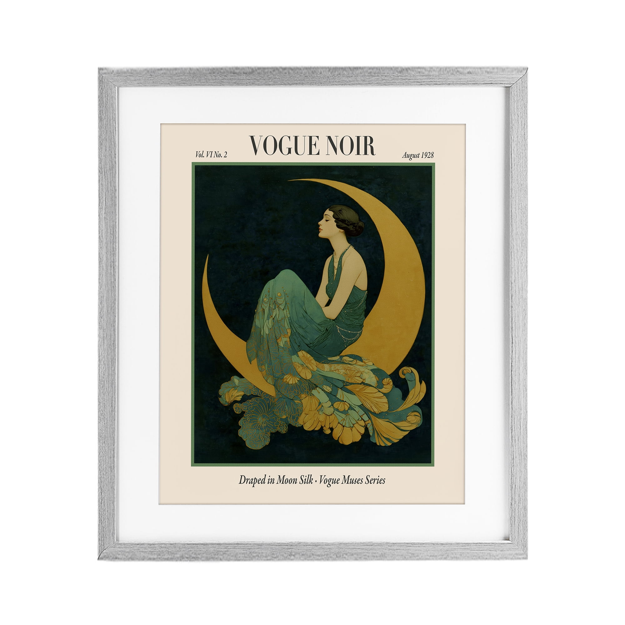 Stupell Industries Draped In Moon Silk Gray Framed Print Under Glass, design by A Barefoot Stylist