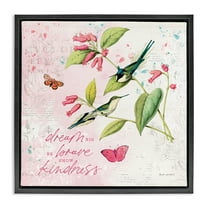 Stupell Industries Dream Big Birds & Florals Animals Painting Black Floater Framed Canvas Art Print Wall Art, 18 x 18