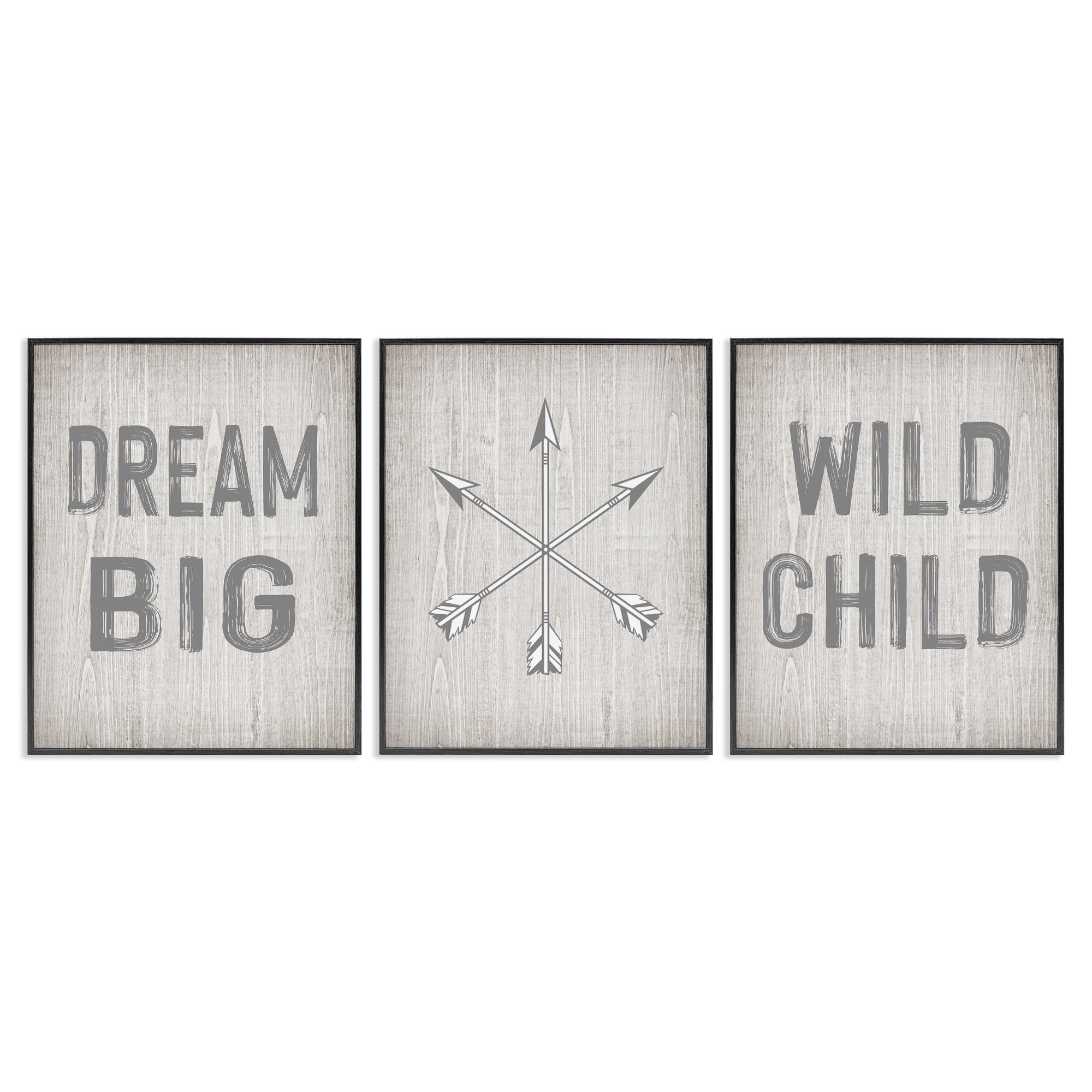 Stupell Industries Dream Big Boho Arrows Text & Numbers Painting Black Framed Art Print Wall Art, 24 x 30, Set of 3