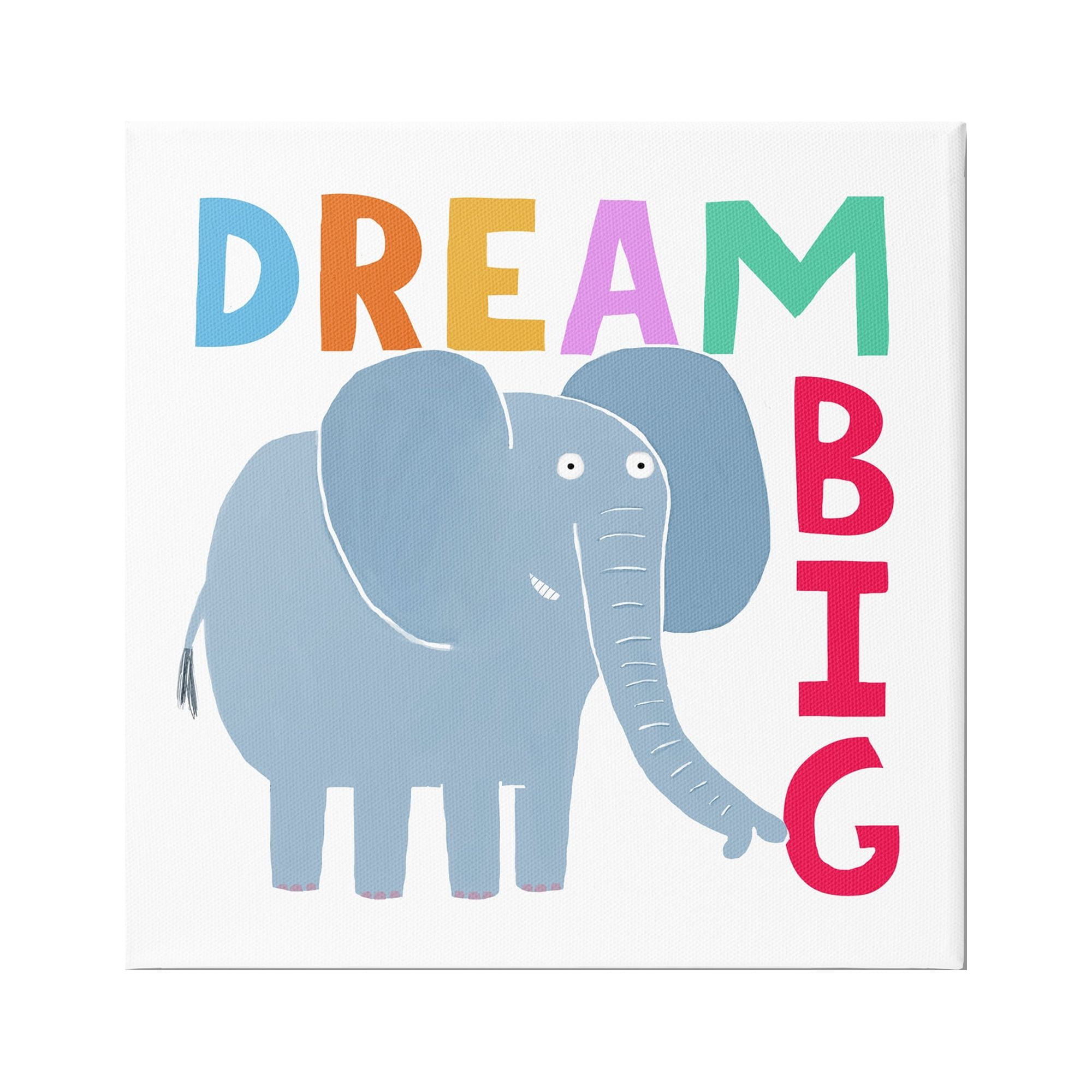 Stupell Industries Dream Big Elephant Phrase Animals & Insects Painting Gallery Wrapped Canvas Print Wall Art, 24 x 24