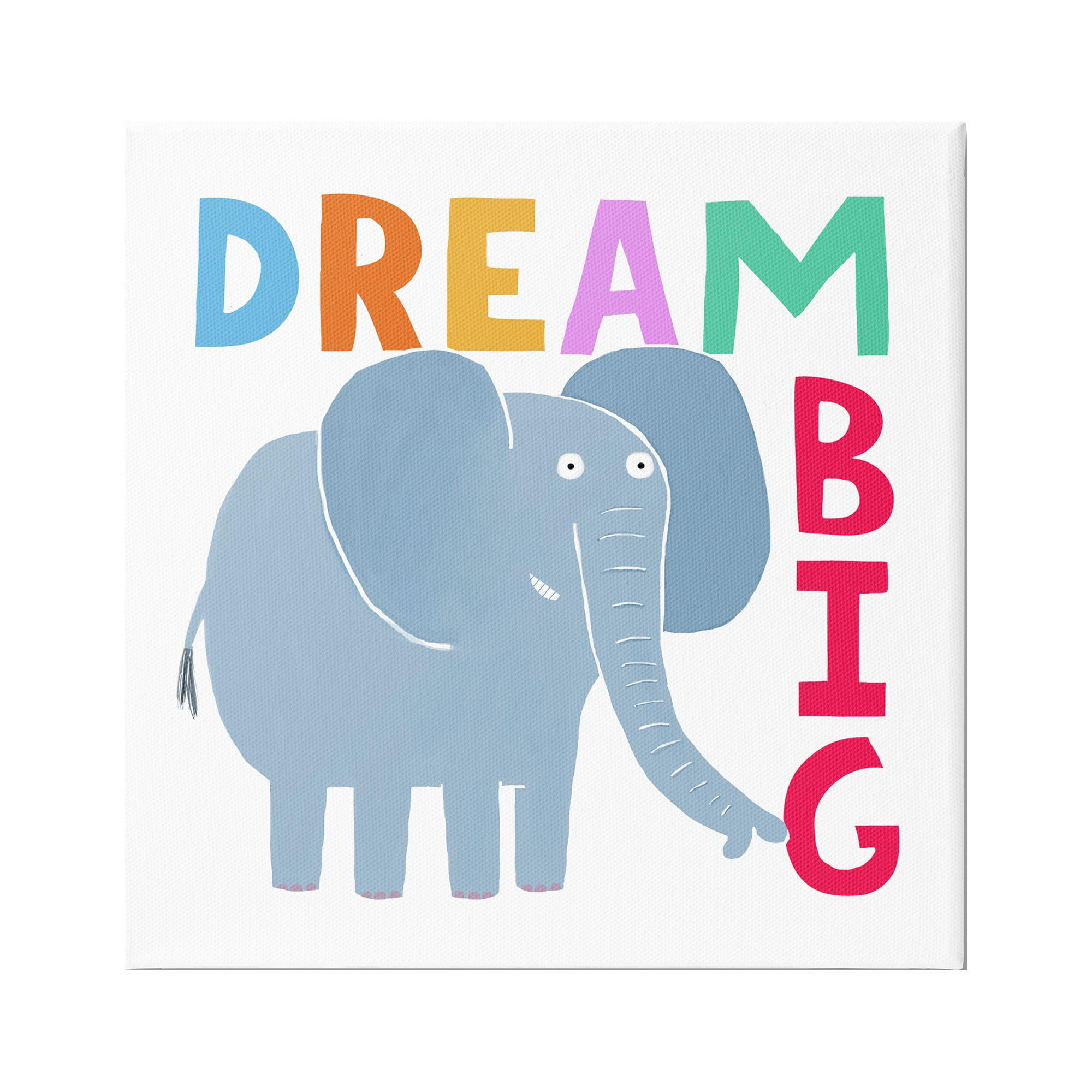 Stupell Industries Dream Big Elephant Phrase Animals & Insects Painting Gallery Wrapped Canvas Print Wall Art, 36 x 36