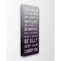 Stupell Industries Dream Big Family Home Inspirational Word Purple Design Canvas Wall Art by SD Graphics Studio