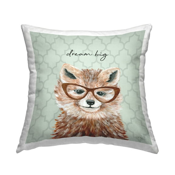 Stupell Industries Dream Big Fox Trellis Pattern Printed Throw Pillow Design by Cindy Jacobs