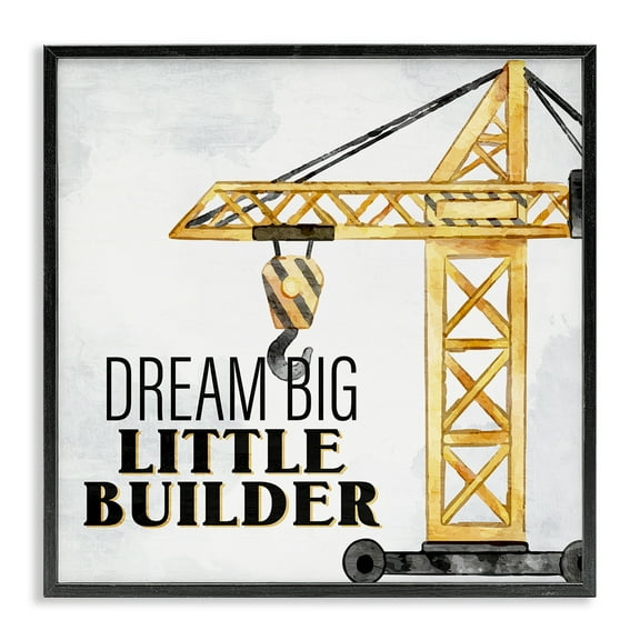 Stupell Industries Dream Big Little Builder Transportation Painting Black Framed Art Print Wall Art, 12 x 12
