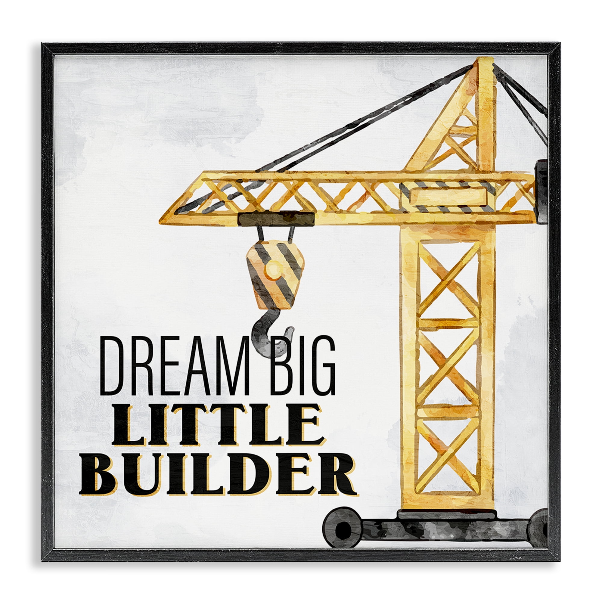 Stupell Industries Dream Big Little Builder Transportation Painting Black Framed Art Print Wall Art, 17 x 17