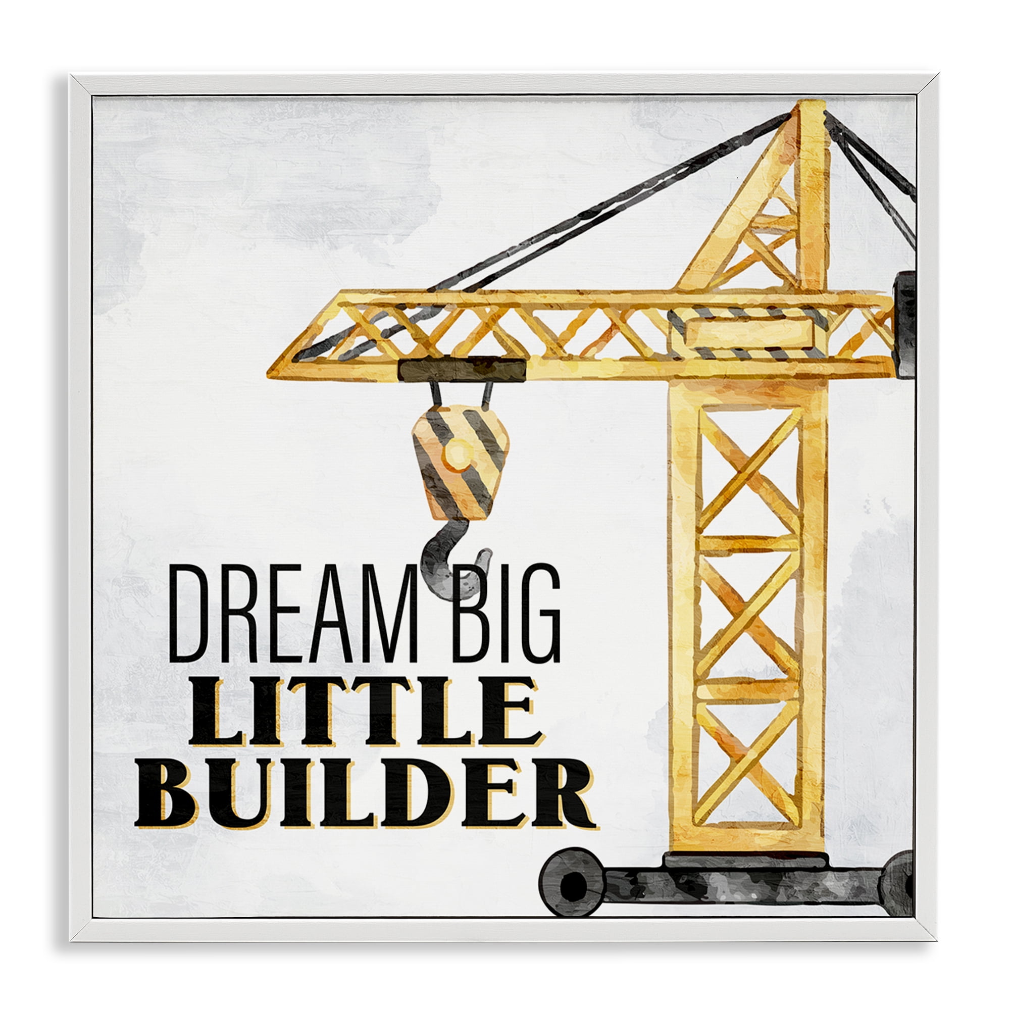 Stupell Industries Dream Big Little Builder Transportation Painting White Framed Art Print Wall Art, 24 x 24