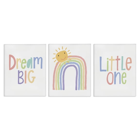 Stupell Industries Dream Big Little Illustration Typography Painting Gallery Wrapped Canvas Art Print Wall Art, 11 x 14, Set of 3