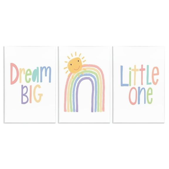 Stupell Industries Dream Big Little Illustration Typography Painting Unframed Art Print Wall Art, 13 x 19, Set of 3