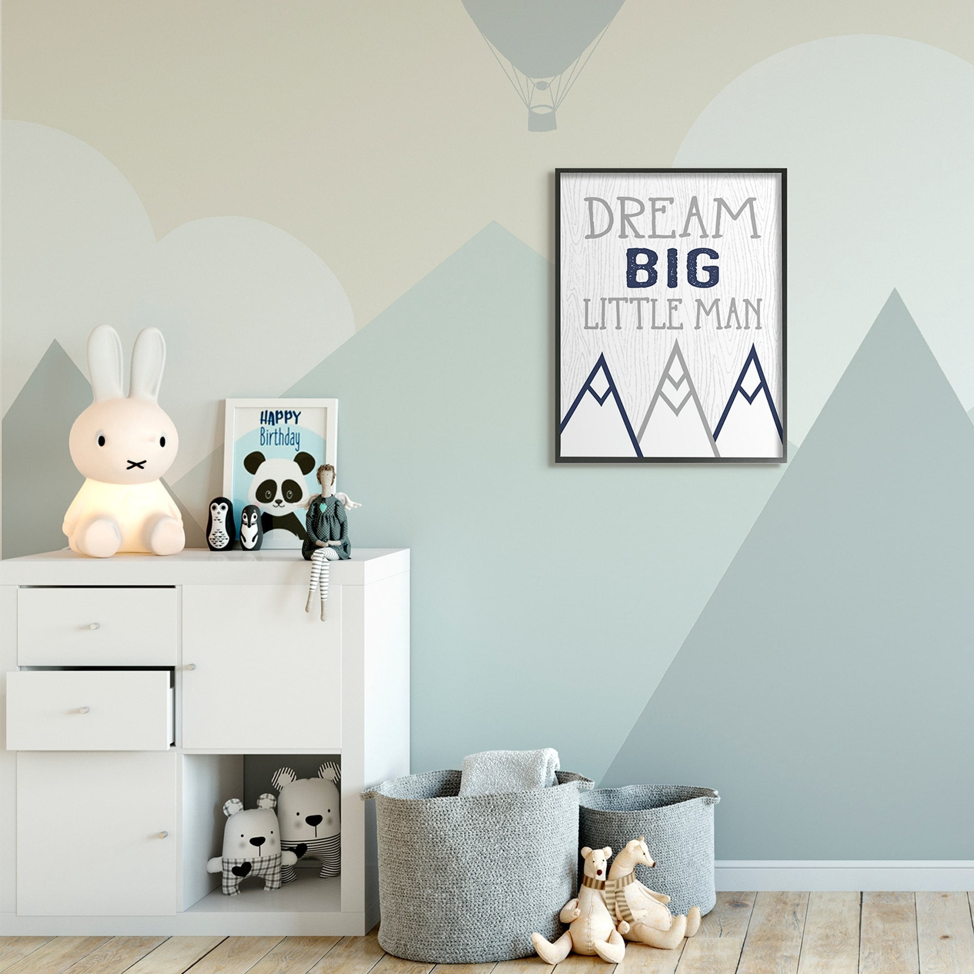 Stupell Industries Dream Big Little Man Phrase Rustic Mountain Range Black Framed by Ashley Calhoun