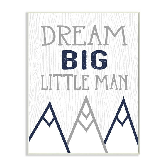 Stupell Industries Dream Big Little Man Phrase Rustic Mountain Range Wall Plaque by Ashley Calhoun