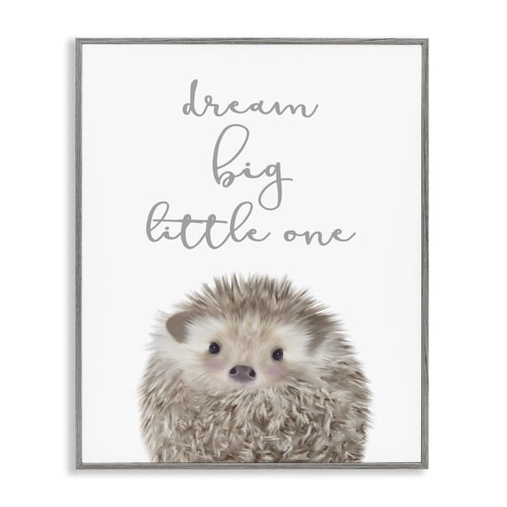 Stupell Industries Cottage Dream Big Little One Adorable Inspirational Hedgehog Gray Framed Giclee Art, 11 x 14, by Leah Straatsma