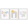thumbnail image 1 of Stupell Industries Dream Big Little One Happy Sun Rainbow Illustration Framed Wall Art Design by Lisa Larson, 3 Piece, 11" x 14", Gray Framed, 1 of 5