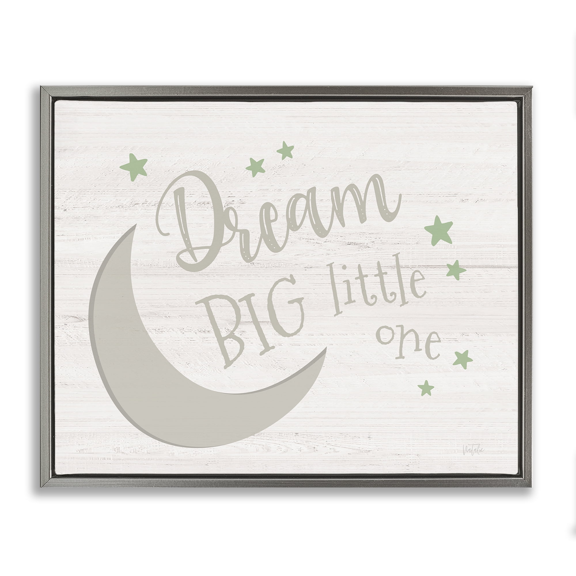 Stupell Industries Dream Big Little One Landscape & Nature Painting Gray Floater Framed Canvas Art Print Wall Art, 21 x 17