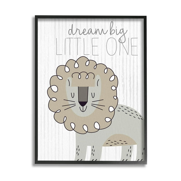 Stupell Industries Dream Big Little One Lion Graphic Art Black Framed Art Print Wall Art, Design by Kim Allen