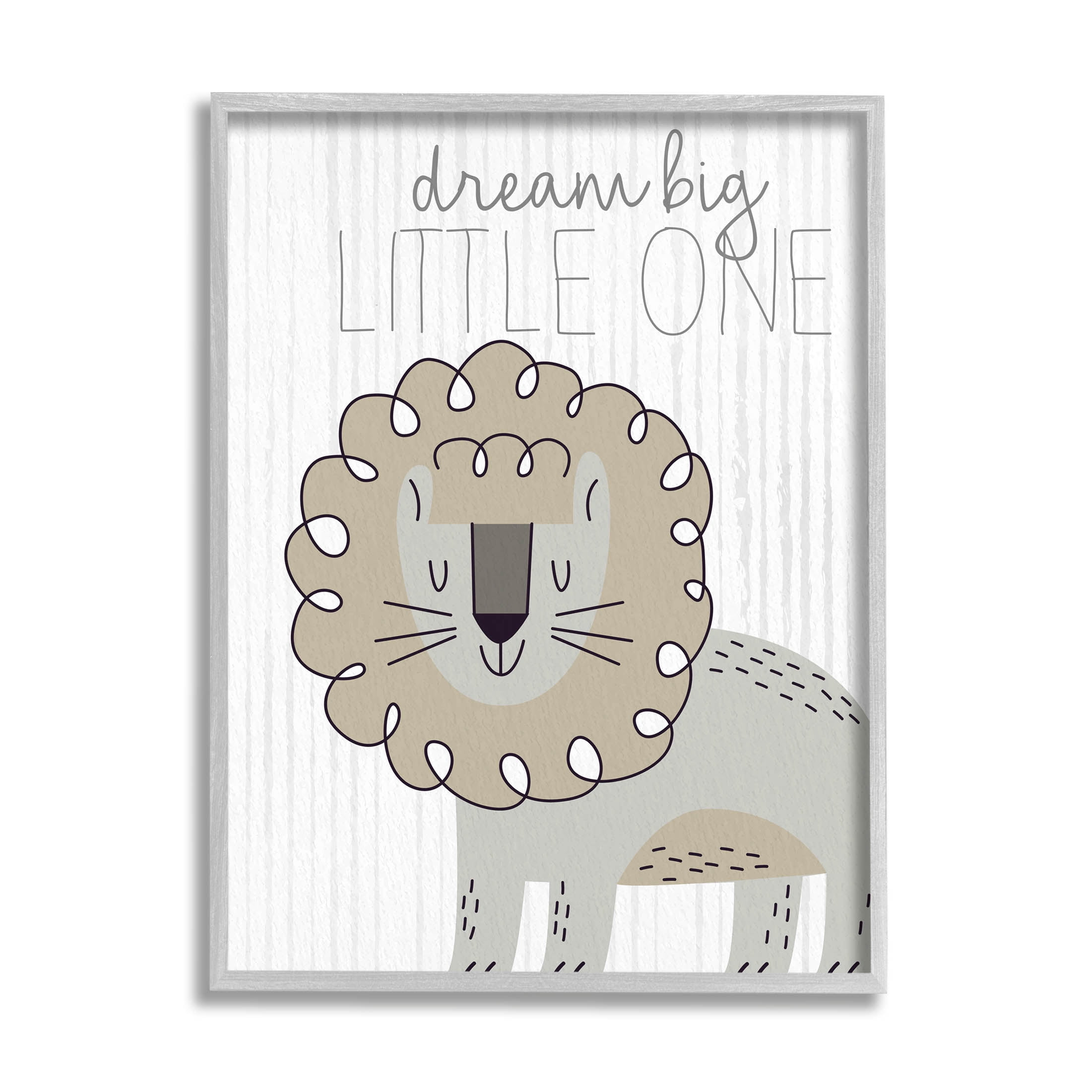 Stupell Industries Dream Big Little One Lion Graphic Art Gray Framed Art Print Wall Art, Design by Kim Allen