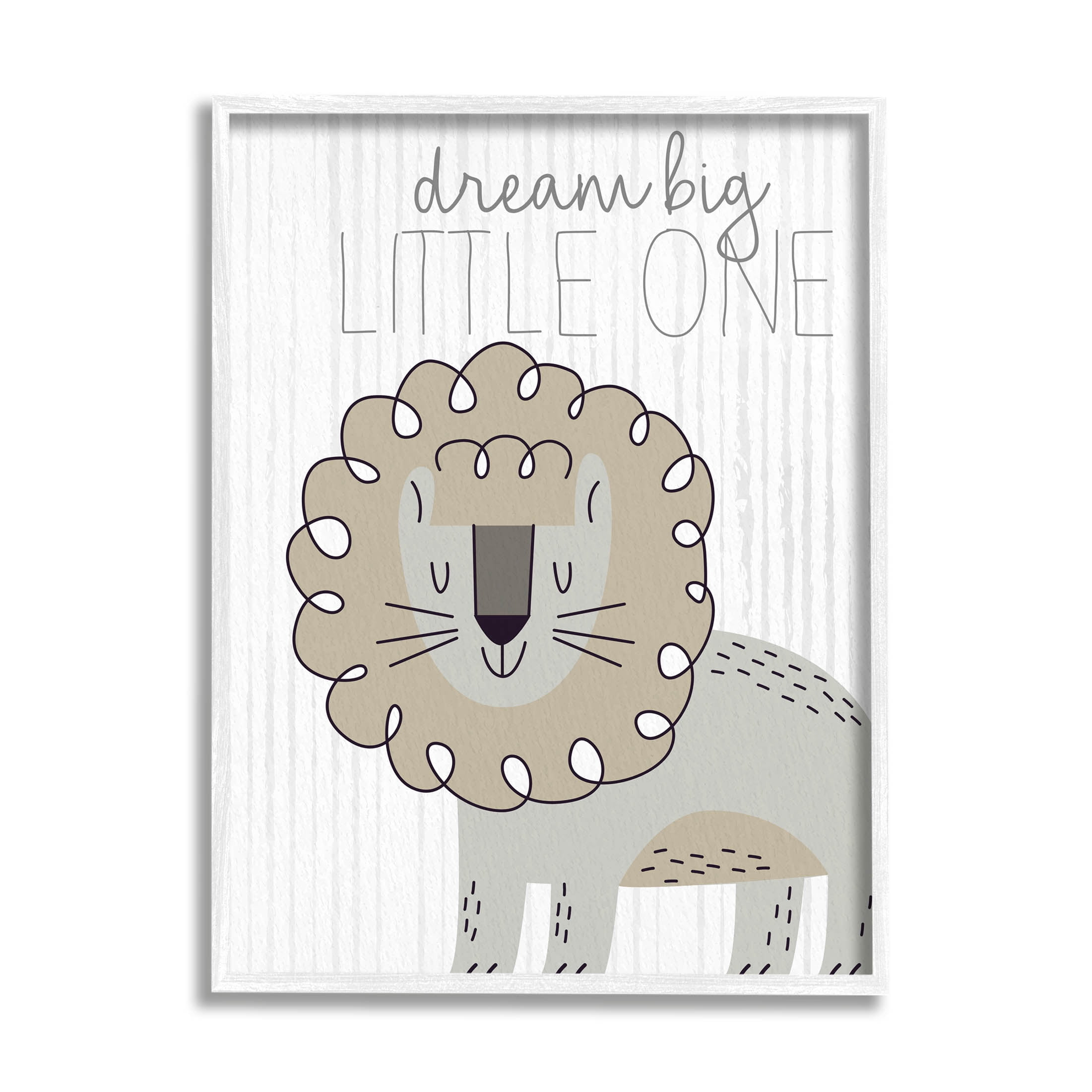 Stupell Industries Dream Big Little One Lion Graphic Art White Framed Art Print Wall Art, Design by Kim Allen