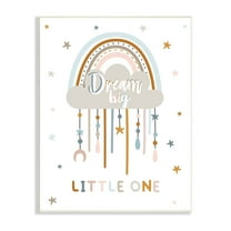 Stupell Industries Dream Big Little One Nursery Rainbow Clouds Graphic Art Unframed Art Print Wall Art, Design by Angela Nickeas