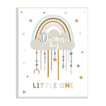 Stupell Industries Dream Big Little One Nursery Rainbow Clouds Graphic Art Unframed Art Print Wall Art, Design by Angela Nickeas