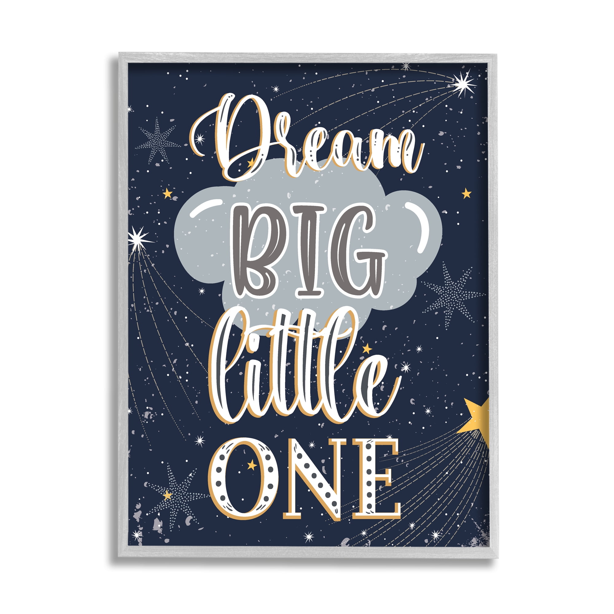 Stupell Industries Dream Big Little One Outer Space Shooting Stars, 11 x 14, Designed by Andrea Jasid Grassi