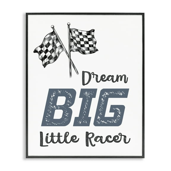 Stupell Industries Dream Big Little Racer Black Framed Giclee Art, design by Christine Simpson Art
