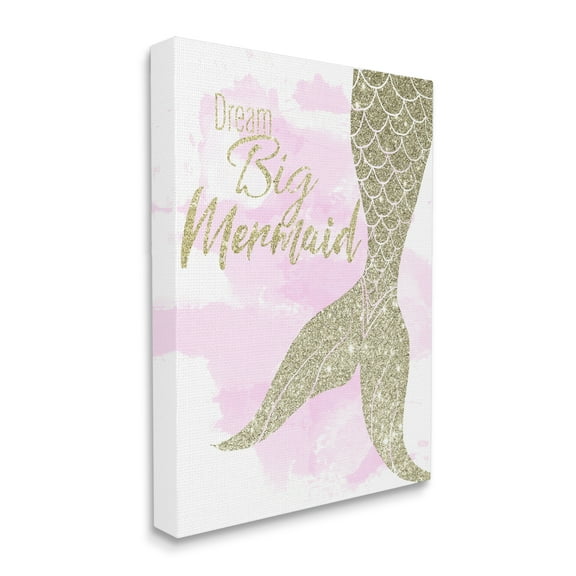 Stupell Industries Dream Big Mermaid Quote Sparkle Pattern Fish Tail, 24 x 30, Design by Daniela Santiago