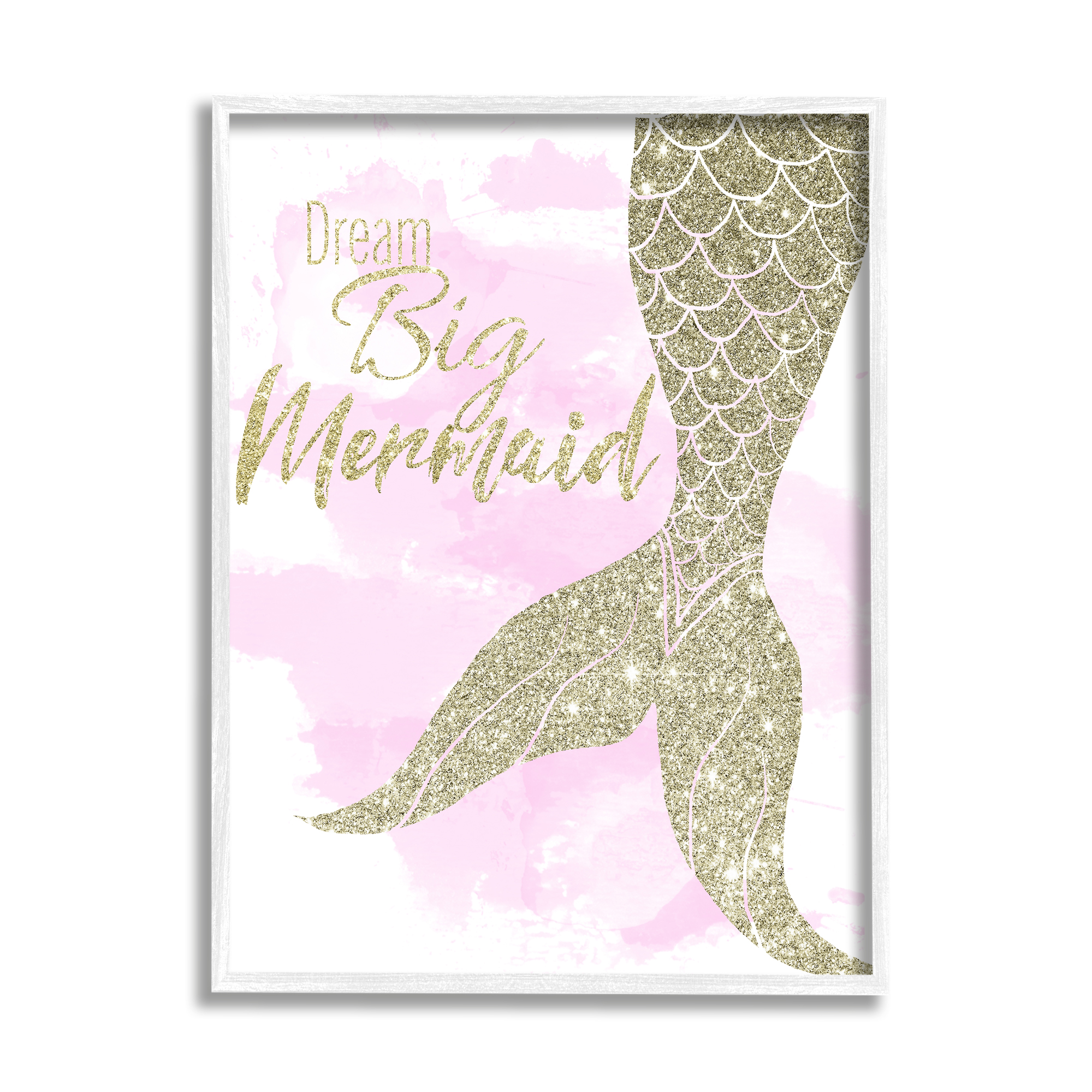 Stupell Industries Dream Big Mermaid Quote Sparkle Pattern Fish Tail ...