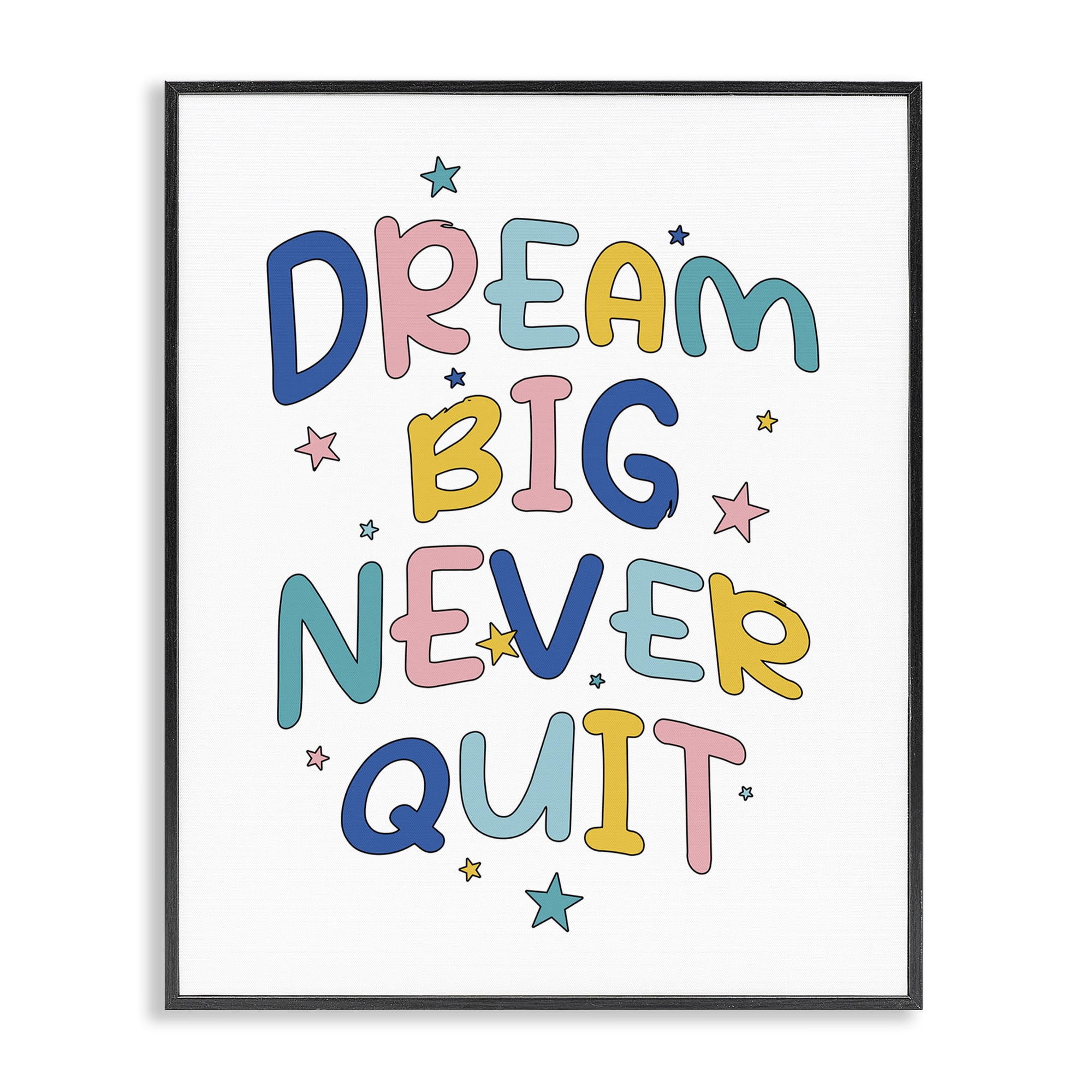 Stupell Industries Dream Big Never Quit Text & Numbers Painting Black Framed Art Print Wall Art, 16 x 20