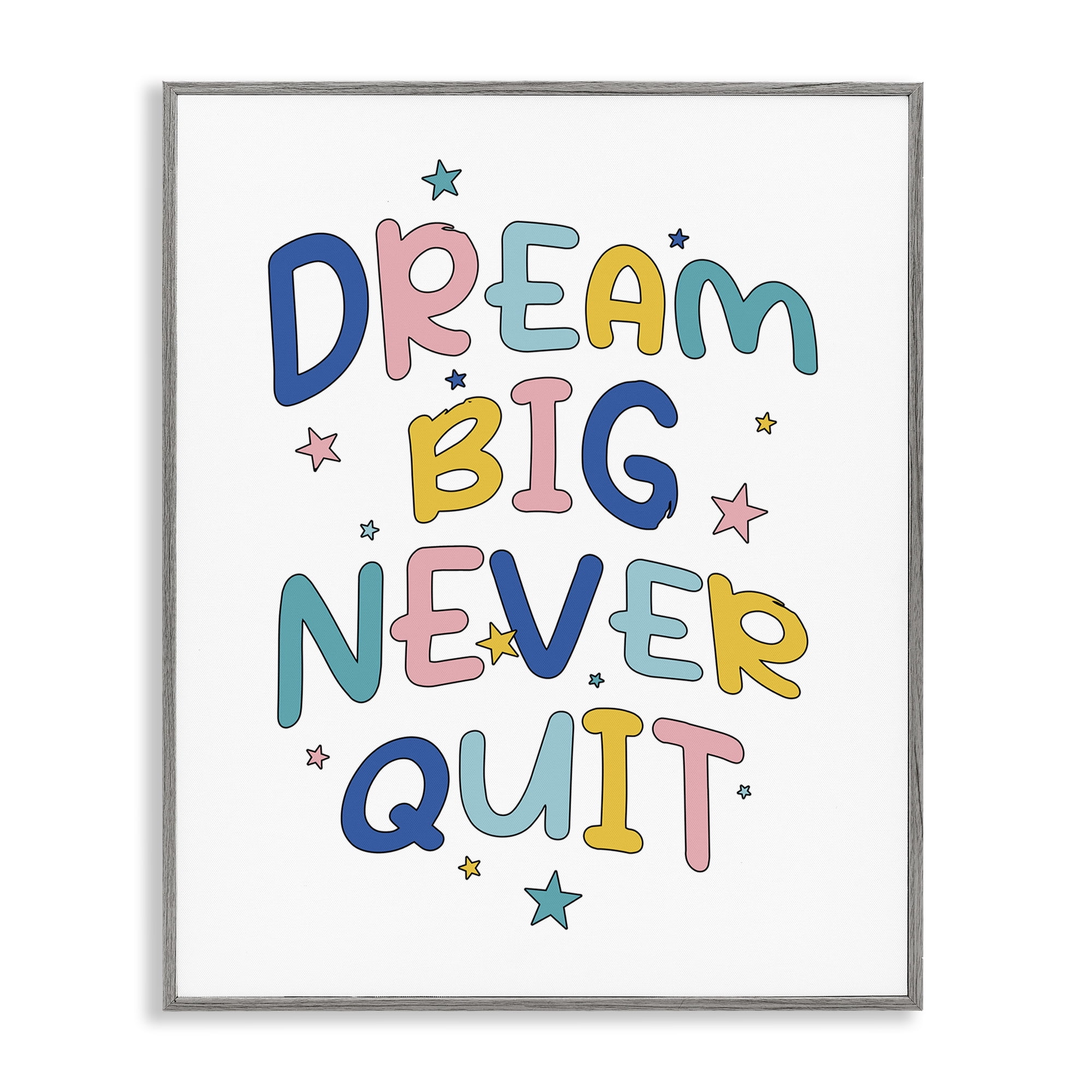 Stupell Industries Dream Big Never Quit Text & Numbers Painting Gray Framed Art Print Wall Art, 24 x 30