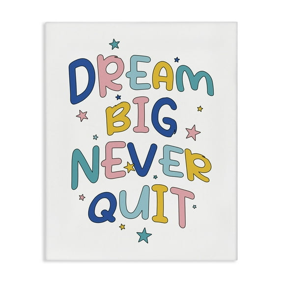Stupell Industries Dream Big Never Quit Text & Numbers Painting Wrapped Canvas Art Print Wall Art, 16 x 20
